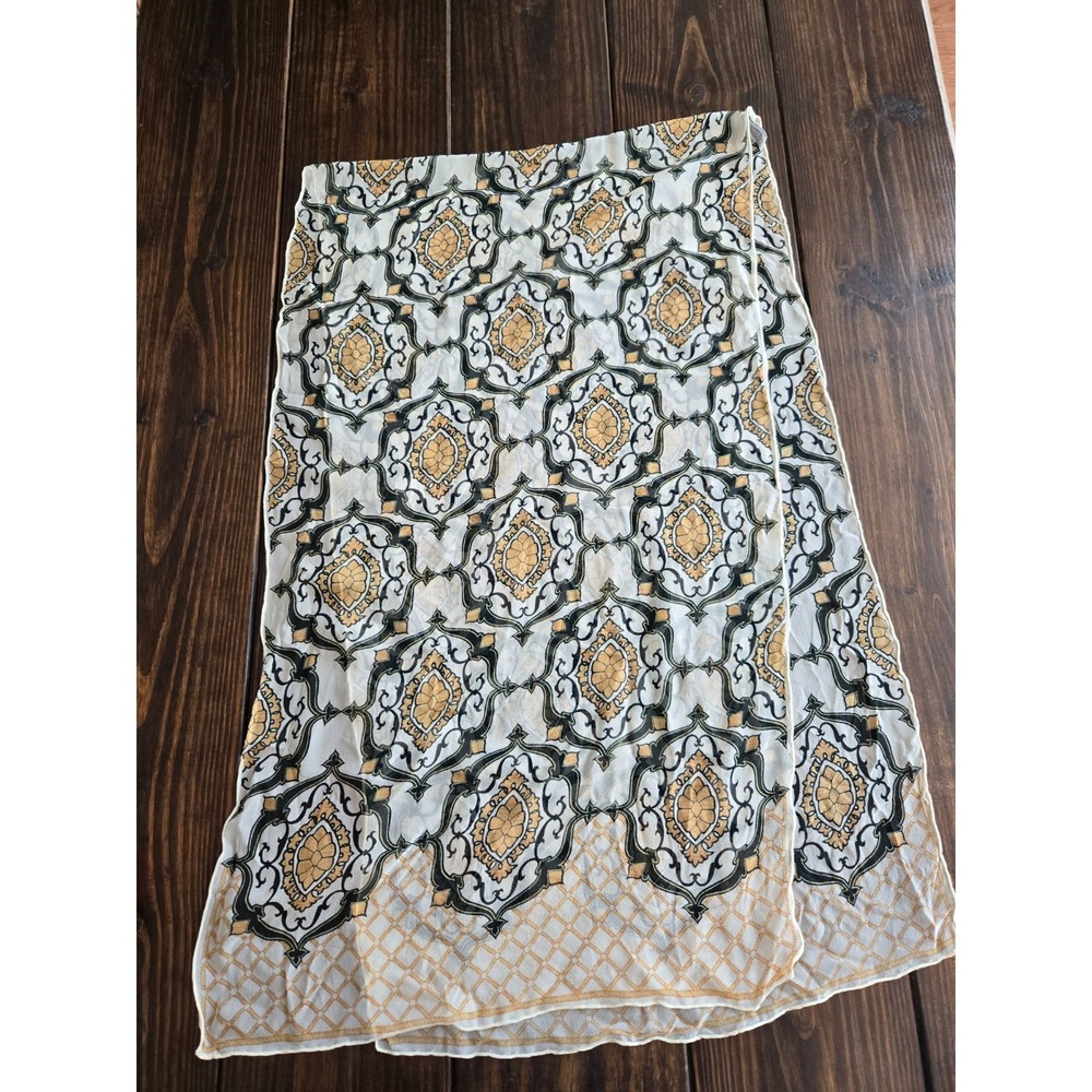 VTG Beckford Silk England Scarf Old Money Baroque Medallion Pure Silk‎ 67"x19" - Picture 2 of 10
